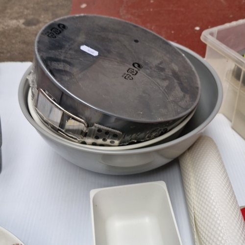 451 - A group of assorted kitchen and household items including a stainless-steel electric kettle, ceramic... 