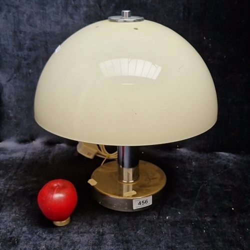 456 - A vintage 1970s Prova mushroom-form table lamp with opaline glass dome shade, chrome stem and circul... 