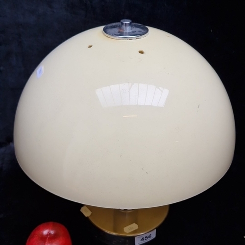456 - A vintage 1970s Prova mushroom-form table lamp with opaline glass dome shade, chrome stem and circul... 