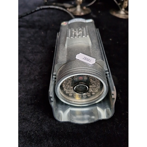 461 - A group of outdoors or indoors CCTV security cameras with infrared LED night-vision rings, comprisin... 