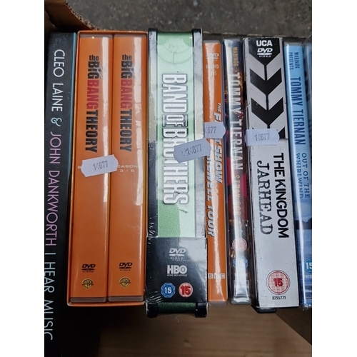 468 - A group of DVD box sets and discs, including The Big Bang Theory, Band of Brothers, Top Gear titles,... 