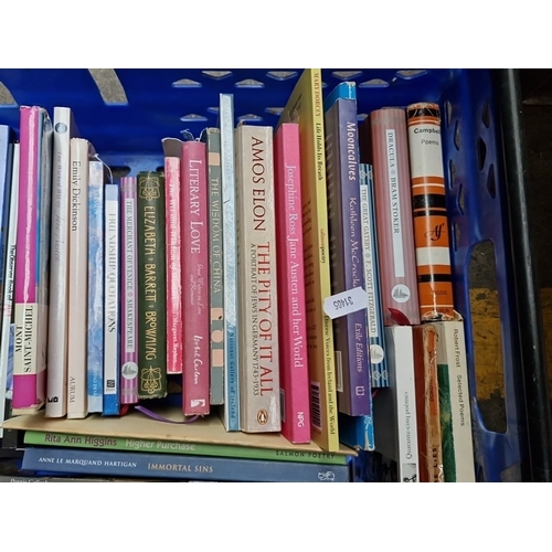 477 - A group of assorted modern paperback and hardback books, chiefly literature and poetry, including tr... 