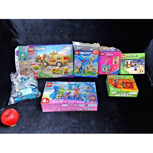 390 - Six Lego box sets. Lot includes Dreamworks Gabby's Dollhouse The Movie, Disney Twirling Ariel, and M... 