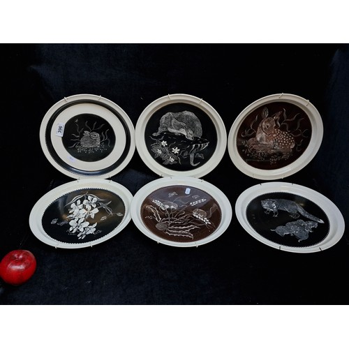 396 - Six vintage Countryside animal decorative hanging plates. Lot includes examples with ''S. Crispin'' ... 