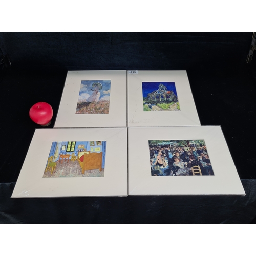 133 - Four circa 2002 prints from Musée d'Orsay Paris. Lot includes Claude Monet - Femme á l'ombrelle tour... 