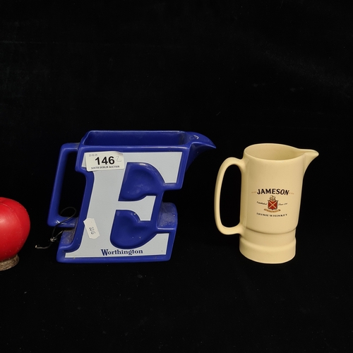 146 - Two pub jugs including a Jameson Irish whisky example and a further vintage Worthington 'E' Beer wat... 