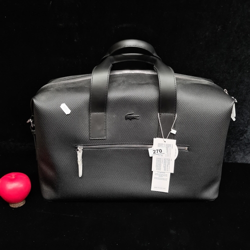270 - A super stylish gentleman's Lacoste black cow leather weekend travel bag. Brand new with tags. RRP €... 