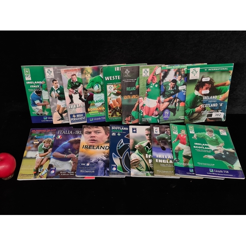 382 - A collection of 17 Irish Rugby Football Union programmes circa. 1990's/00's.