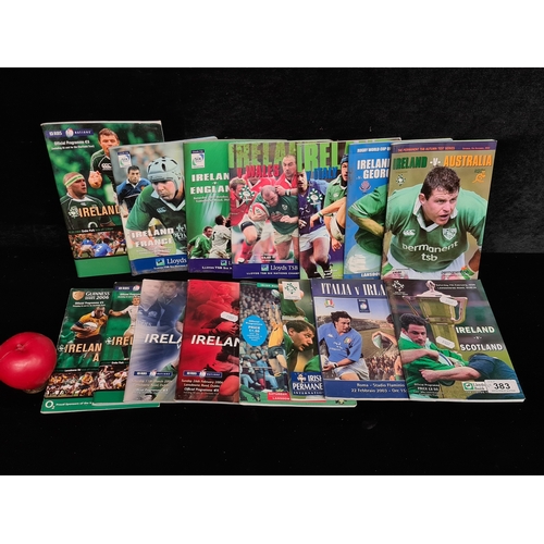 383 - A collection of 15 Irish Rugby Football Union programmes circa. 1990's/00's.