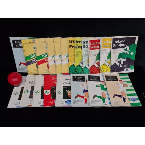 384 - A collection of 20 vintage Irish Rugby Football Union programmes circa. 1980s/90s.
