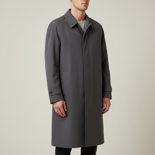 425 - A grey Allegri single-breasted coat, with concealed front fastening, long sleeves and side pockets, ... 