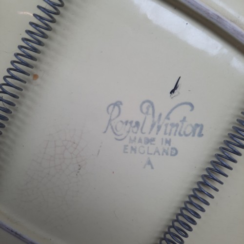 394 - A mixed lot of items including three bud vases, a Masons ring dish, and miniature lidded vanity jars... 