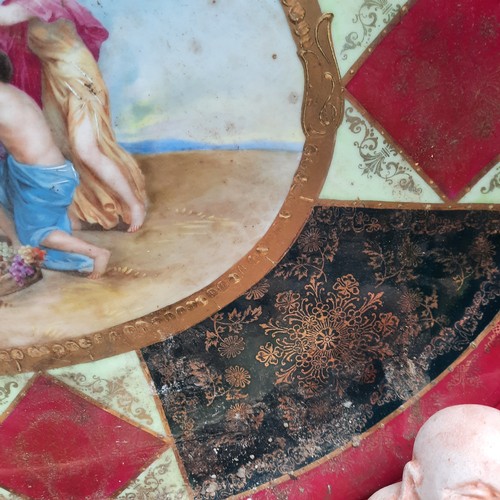 395 - A large  Royal Vienna glazed porcelain serving tray / platter featuring hand painted mythological sc... 