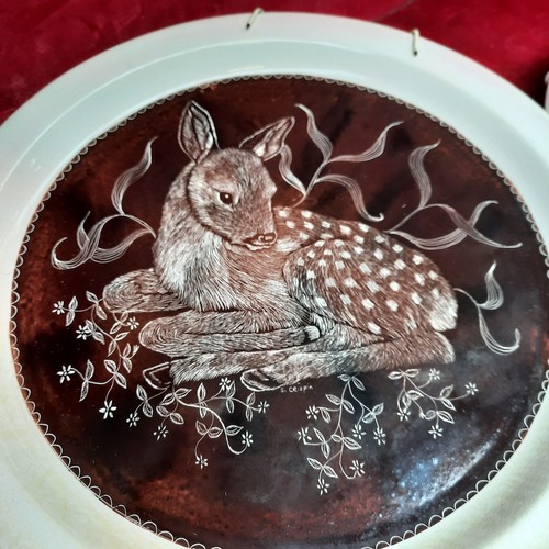 396 - Six vintage Countryside animal decorative hanging plates. Lot includes examples with ''S. Crispin'' ... 