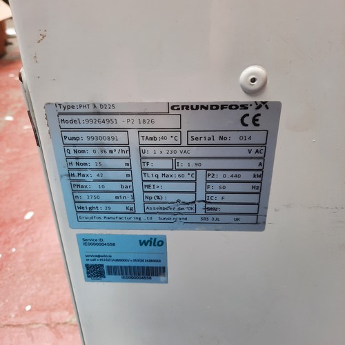420 - A Grundfos floor-standing pump control unit or pressurisation module, in a white metal housing with ... 