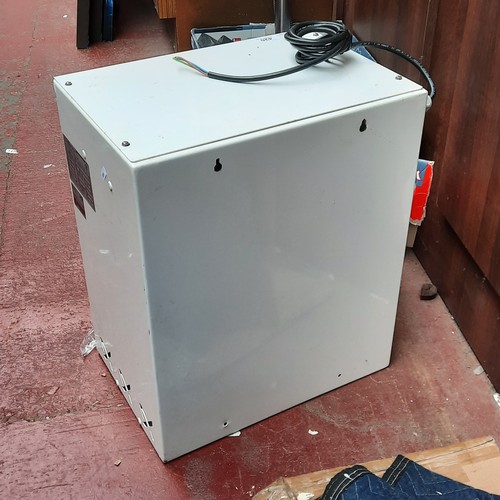 420 - A Grundfos floor-standing pump control unit or pressurisation module, in a white metal housing with ... 