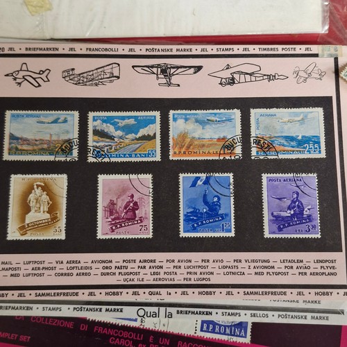 377 - A vintage stamp album, loose irish stamps on paper and a selection of 195Os letters with irish stamp... 