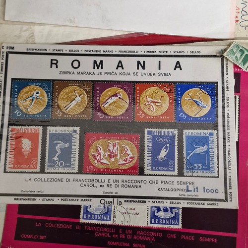 377 - A vintage stamp album, loose irish stamps on paper and a selection of 195Os letters with irish stamp... 