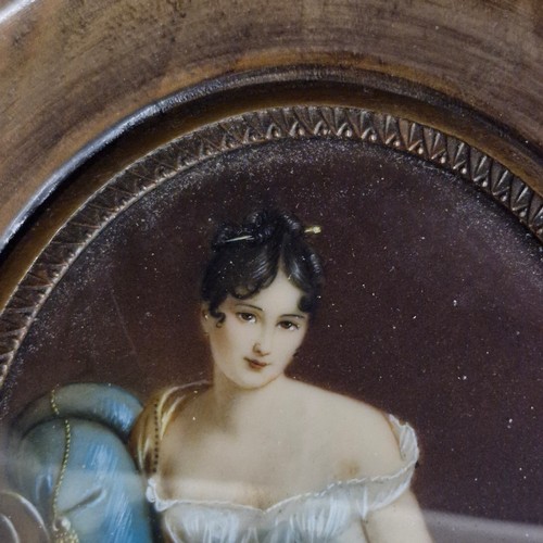 170 - Star Lot: A beautiful 19th century miniature oil on board painting. Features 'Jeanne Françoise Julie... 