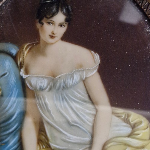 170 - Star Lot: A beautiful 19th century miniature oil on board painting. Features 'Jeanne Françoise Julie... 