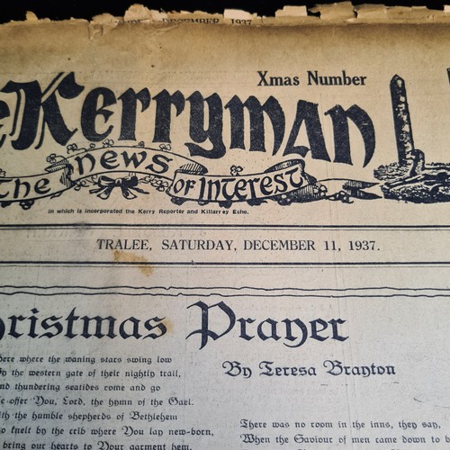136 - Two vintage newspaper publications including a circa December 1937 The Kerryman All the News of inte... 