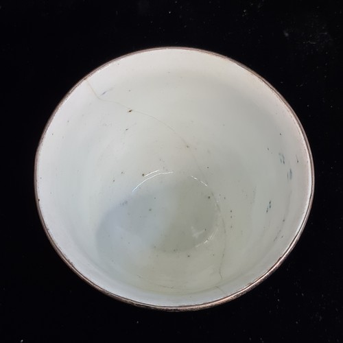 185 - A beautiful antique porcelain cup decorated in a traditional hand painted blue and white colour pall... 