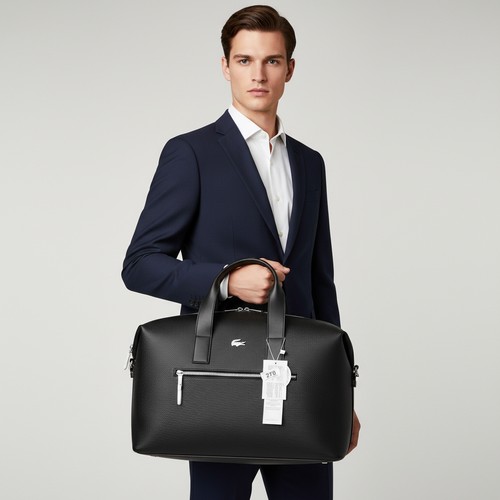 270 - A super stylish gentleman's Lacoste black cow leather weekend travel bag. Brand new with tags. RRP €... 