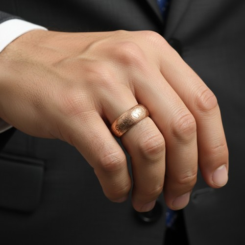 442 - Star Lot: A fine antique nine carat gents gold ring with incised scroll and foliate detailing. Size ... 