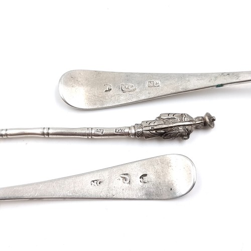 547 - Three teaspoons with some Silver content. Weight - 37 grams.