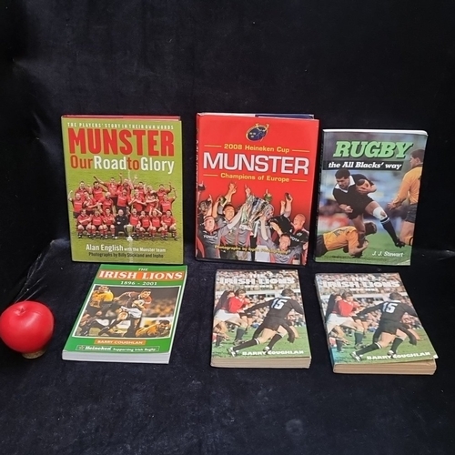 A group of rugby union books, including Munster and Irish Lions titles ...