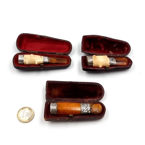 Star Lot: A very fine collection of three antique cheroot holders. Each ...