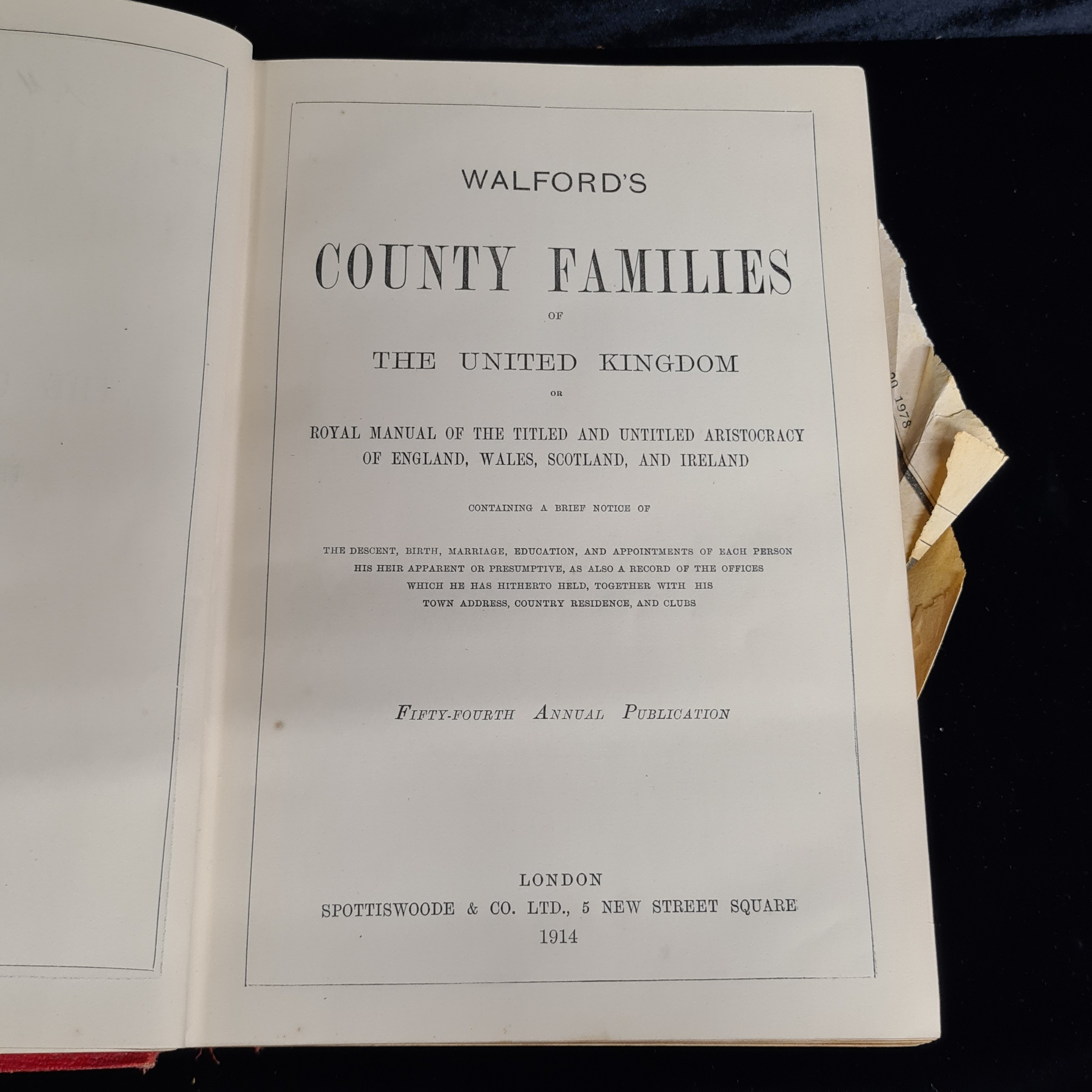 A hardcover of Walford's County Families of the United Kingdom printed ...