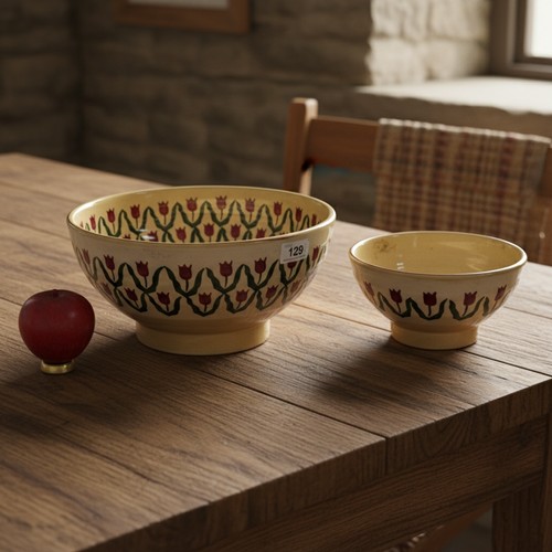 Two Nicholas Mosse Irish Studio Pottery footed bowls in the Red