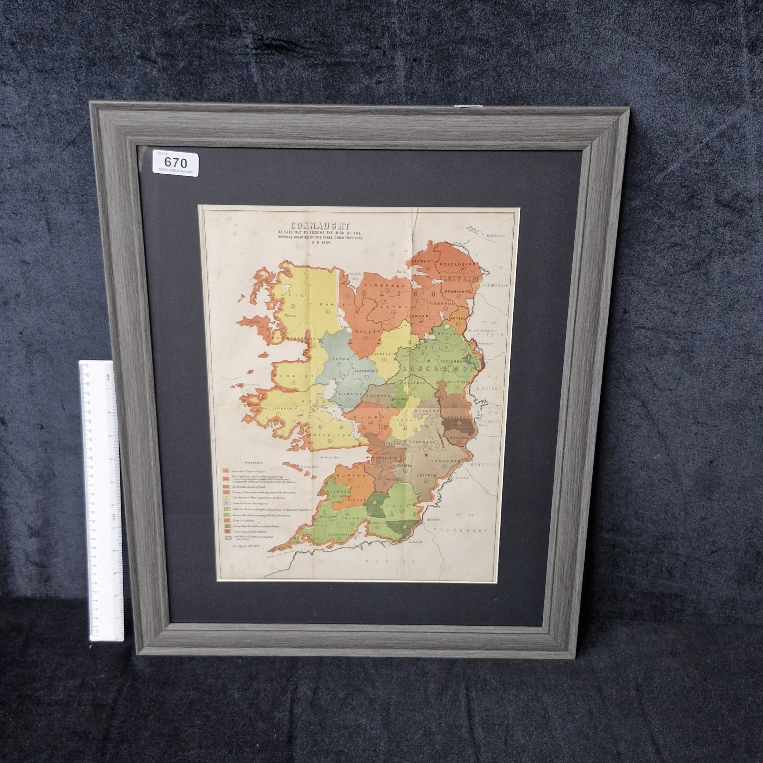 A vintage print of the Historical map titled 'Connaught, as laid out to ...