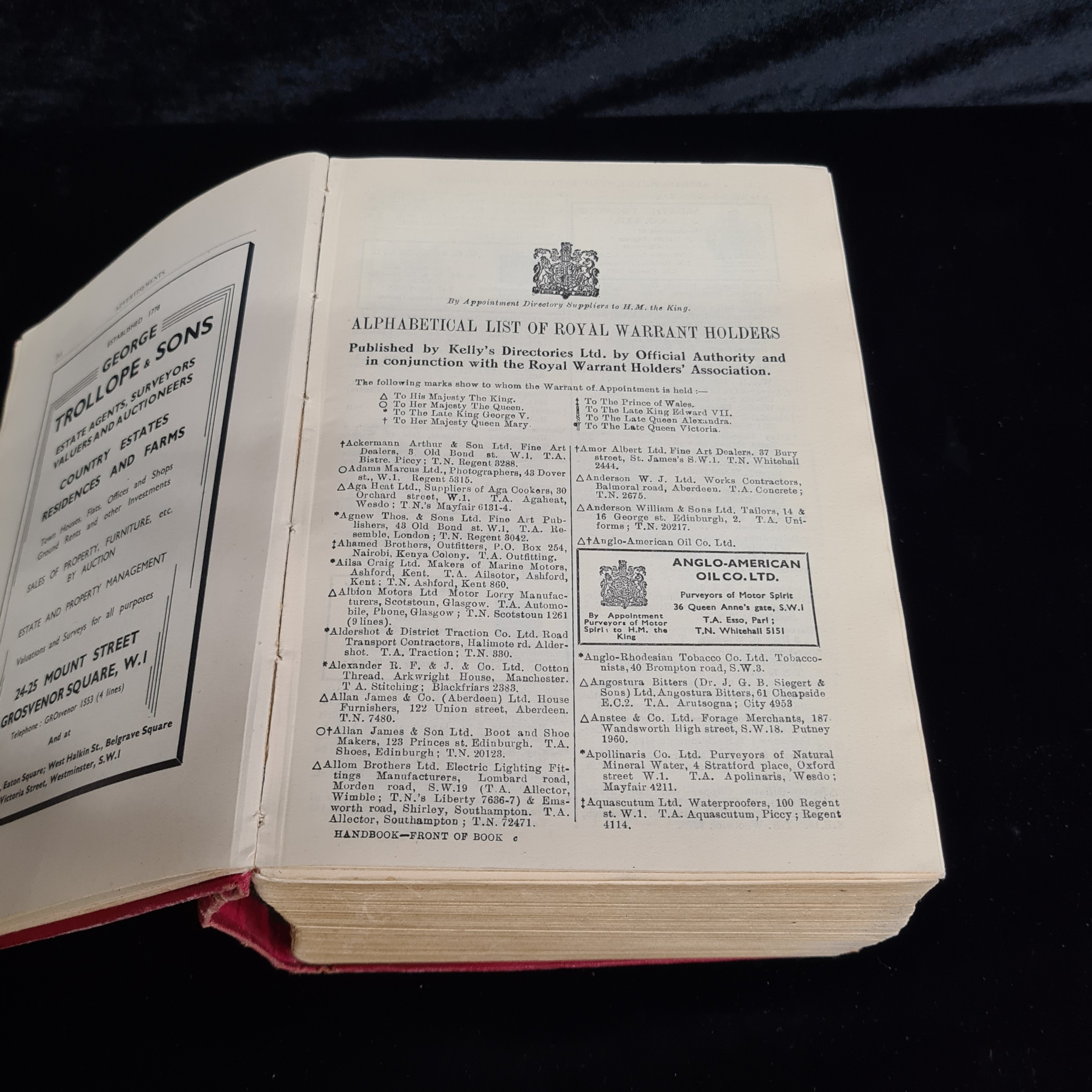 Two vintage large hardback book copies of 'Kelly's Handbook to the ...