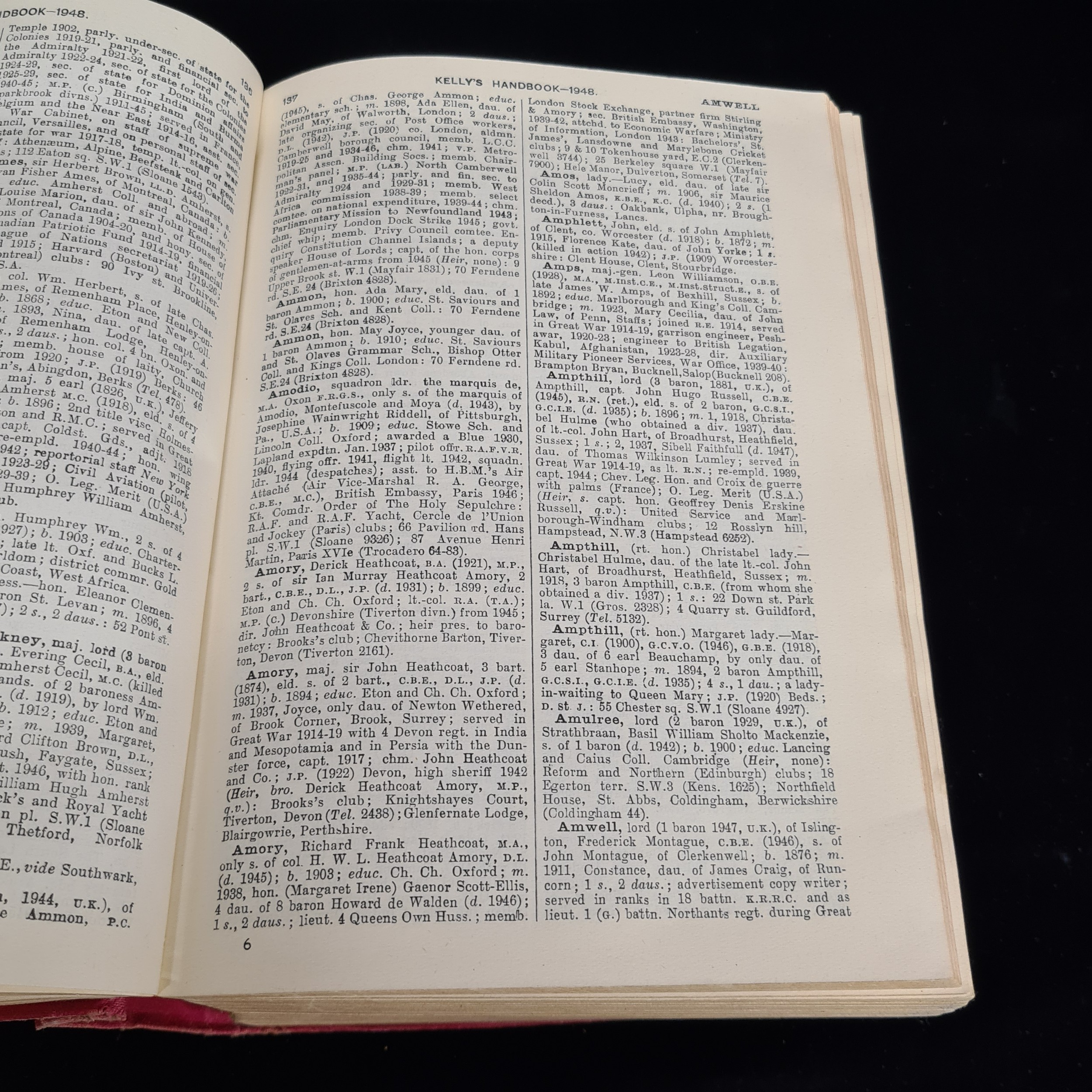 Two vintage large hardback book copies of 'Kelly's Handbook to the ...