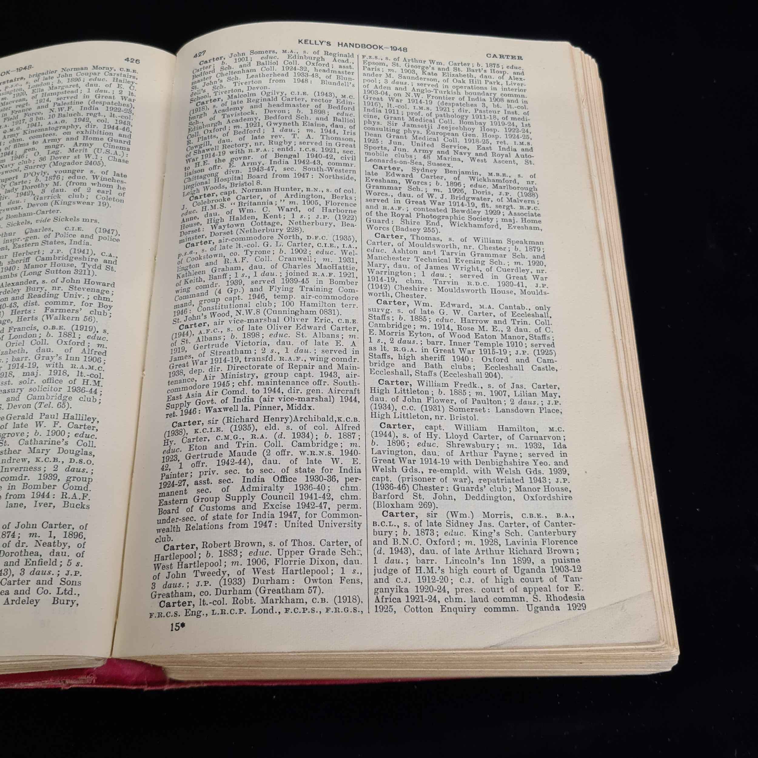 Two vintage large hardback book copies of 'Kelly's Handbook to the ...