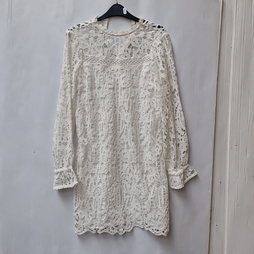 A brand new River Island white lace shift dress, with round neckline, long  sleeves with gathered cuf