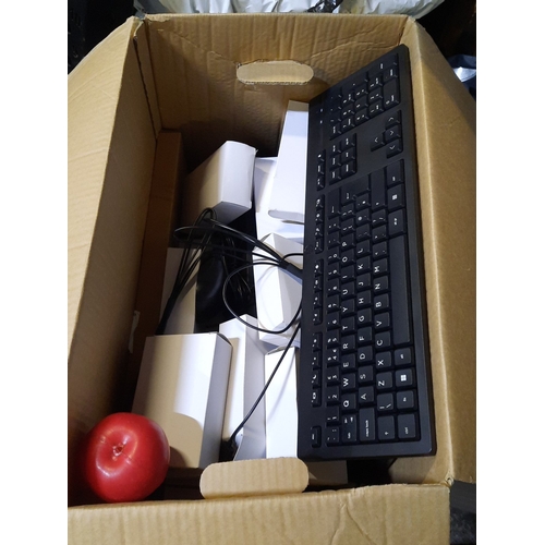 A large box of brand new computer peripherals comprising a black USB ...