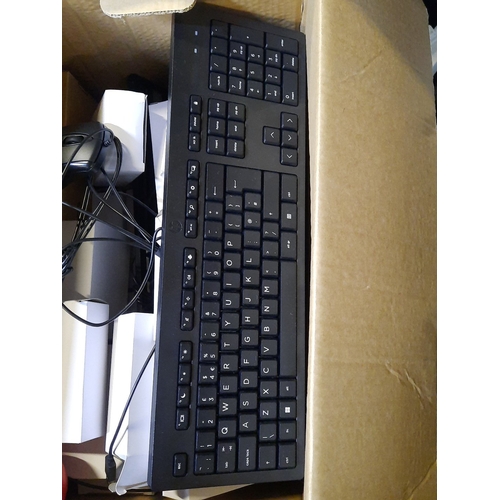 A large box of brand new computer peripherals comprising a black USB ...