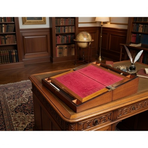 A fabulous antique Victorian honey mahogany writing slope opening to ...