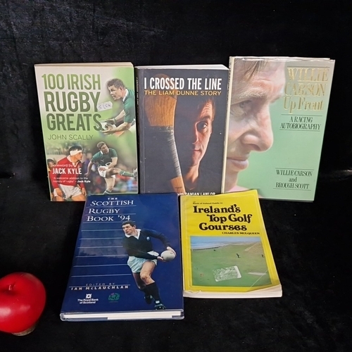A group of sports-related paperback books, comprising rugby and golf ...