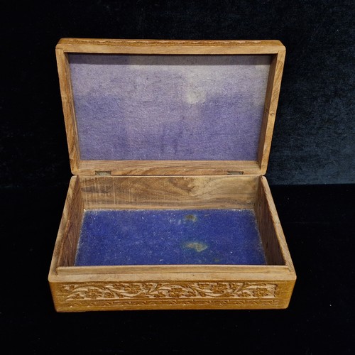 286 - A intricately hand carved and inlaid bone Anglo Indian box with lining to interior.