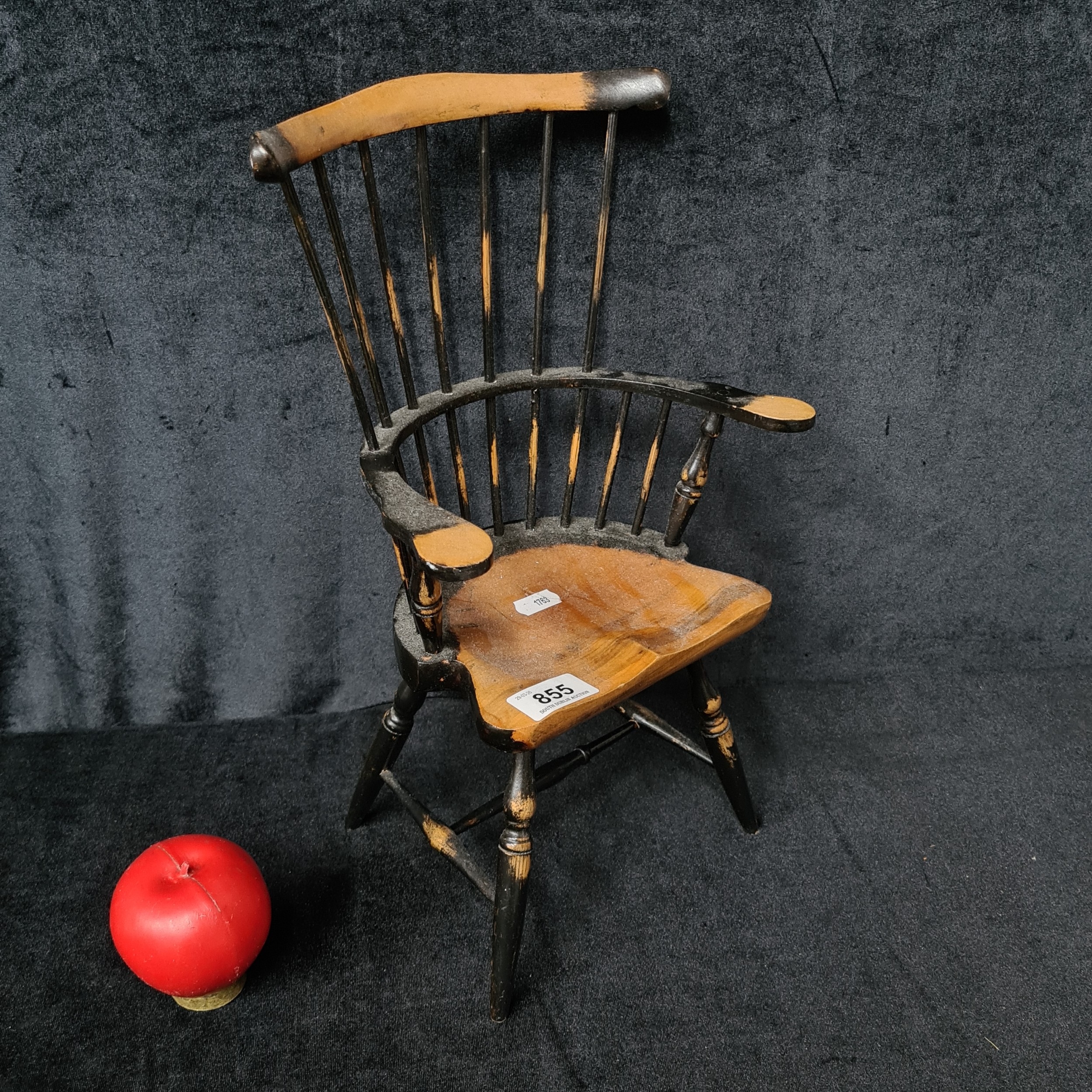 A lovely vintage miniature Windsor wooden chair. Possibly a salesmans ...