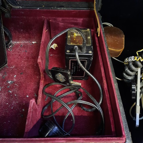 158 - A Lenza Bronica carry case containing two vintage 1960's Multiblitz camera flashes and Multiblitz Ju... 