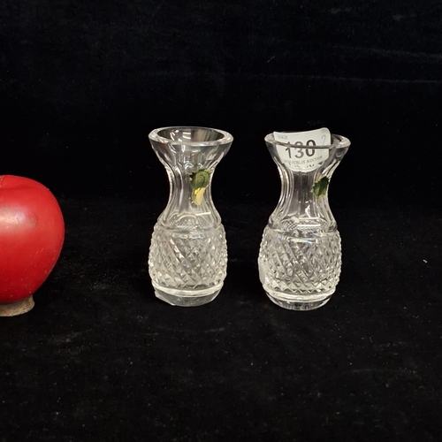 130 - A pair of neat size Waterford Crystal bud vases in the Colleen pattern. Both in good condition with ... 