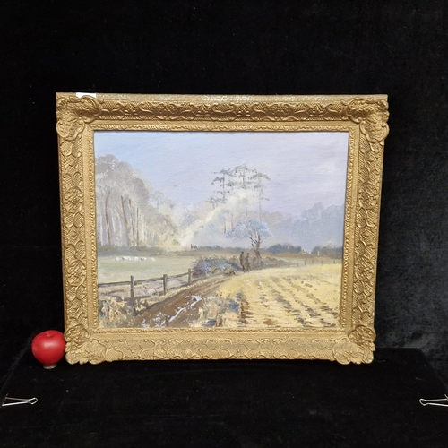 69 - Star Lot: A wonderful 1981 oil on board painting. Features an Irish rural landscape with figures and... 