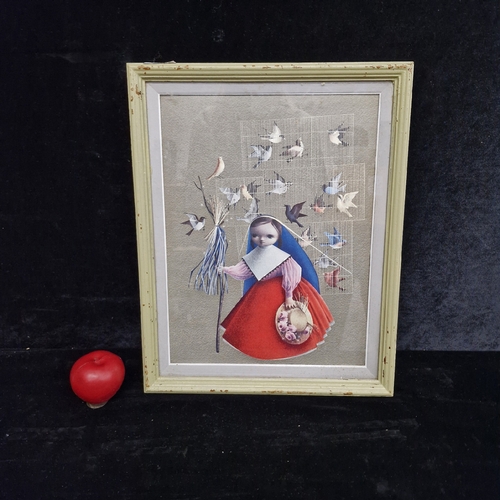 97 - A print after an original painting titled 'Little Bird Vendor' by 'Alejandro Rangel'. Housed in a wo... 