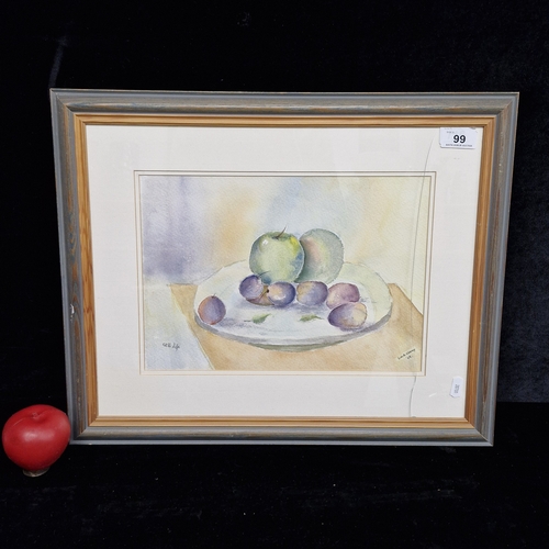 99 - A charming original 'S.M.B Clancy' watercolour and pencil on paper painting titled 'Still Life'. Fea... 