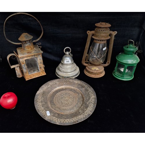 140 - A mixed lot of five items including an antique engraved silverplate platter stamped 'Intercontinenta... 